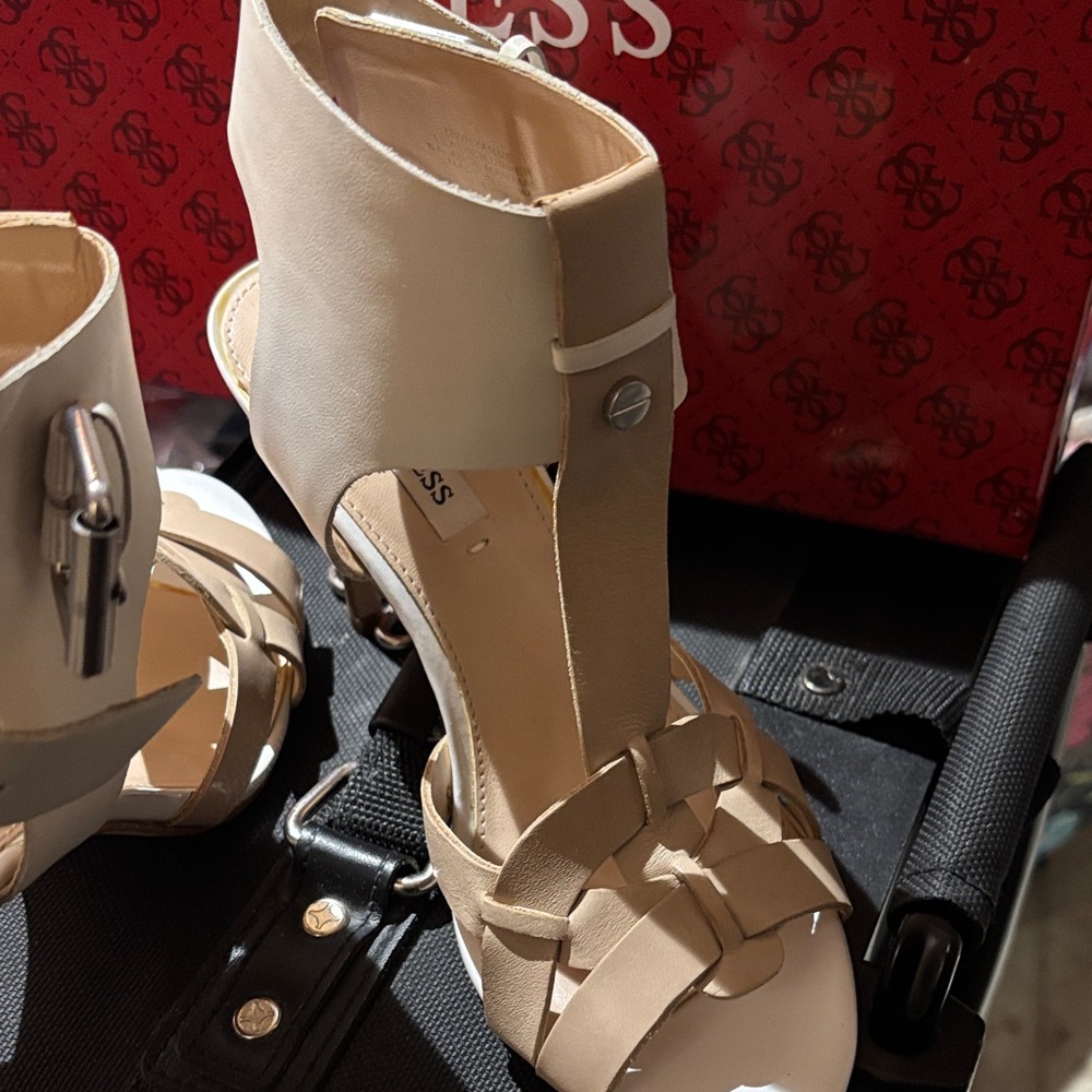 Guess Women's Cream Strappy Heels